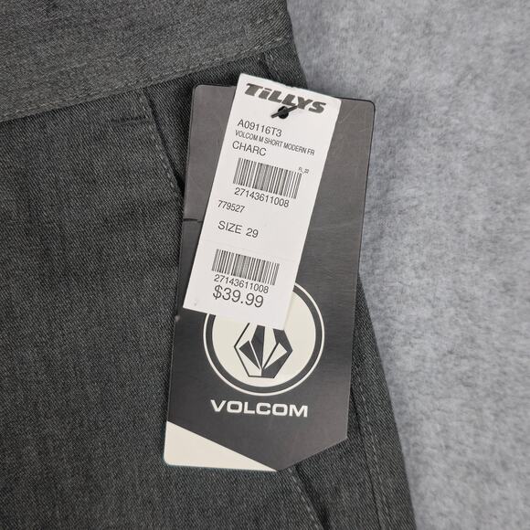 NWT Volcom Mens 29 Charcoal Gray Flat Front Chino Golf Shorts - Picture 4 of 15
